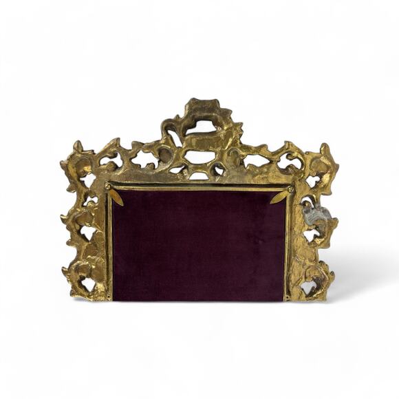 Antique Ornate Brass Frame with Velvet Backing and Mirror Insert Heavy Large - Picture 11 of 14